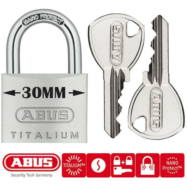 Abus Titalium Vorhangschloss 30MM GleichschließEnd BüGelschloss 64TI Schloss Neu-image