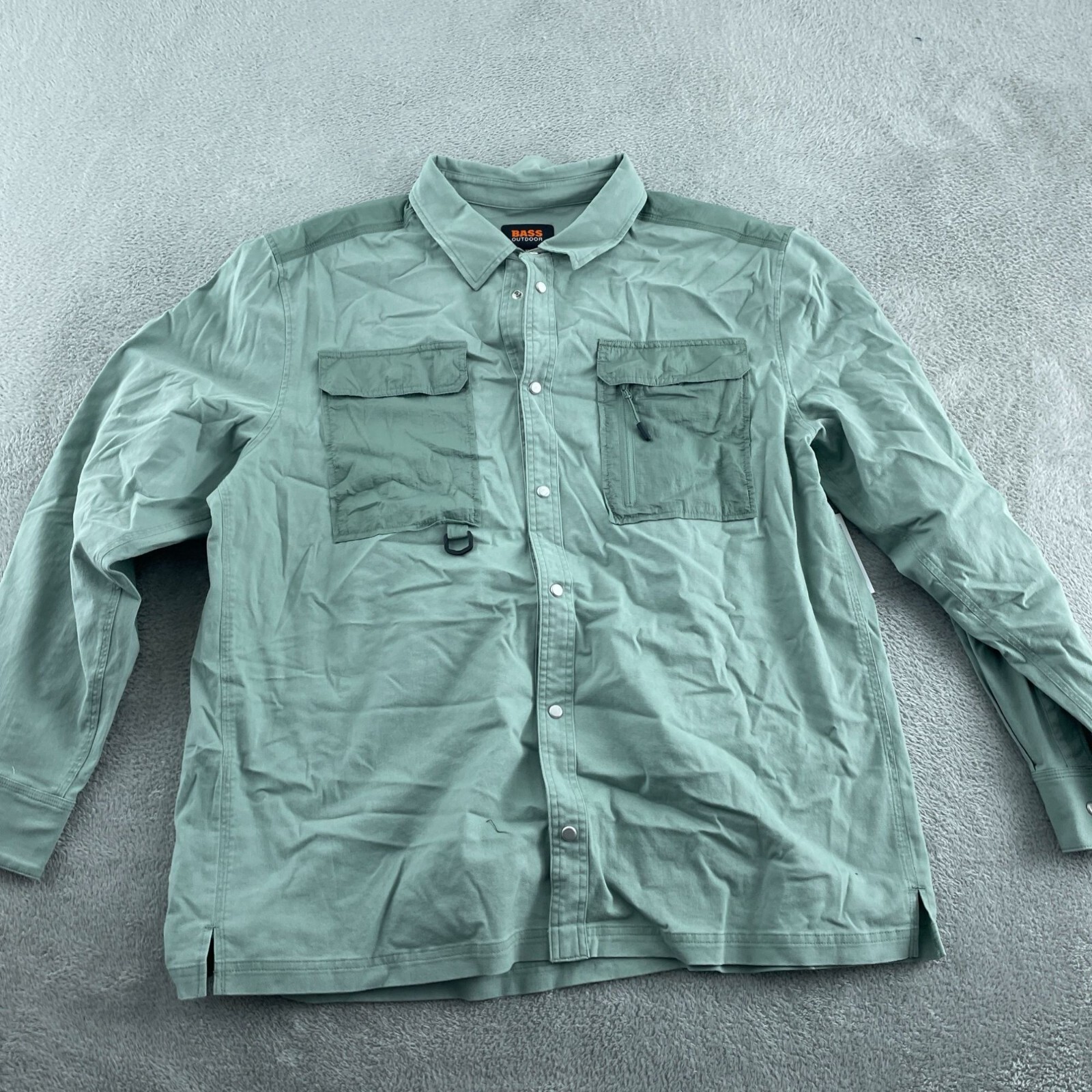 Bass Outdoor XL Lily Pad Green Stretch Worker Shacket Button-Up Men NWT 2307 - second product detail image