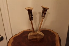 2 Custom Made Strikers with Roe Deer  Shed Antler Tops on them