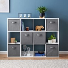 12 Cube Storage Unit Book Case Wooden Storage Cabinets With Storage Baskets