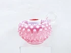 Fenton Hobnail Cranberry Opalescent Tapered Candle Holder With Handle Vtg