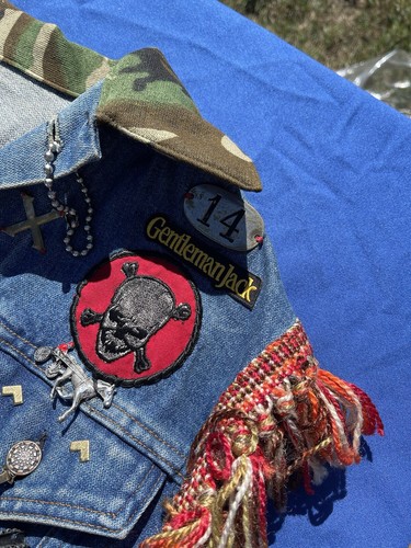 70/80s outfit women vintage Levi Jeans And Jacket Halloween Costume Hippie READ - Picture 12 of 20