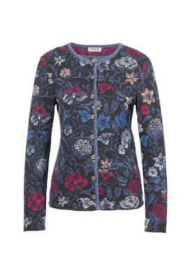 IVKO grau stone Cardigan organisch Jacke Floral Blumen-Muster anthracite  82521