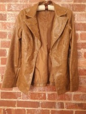 Charlotte Russe Brown Tan Leather Trim Jacket Coat Junior's Size S Hiddenjuel