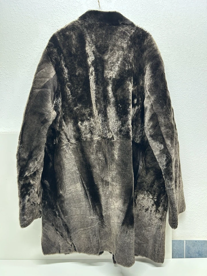 Prada Мужская стриженный мех кожаное пальто куртка темно-коричневый - размер 52 - сделано в Италии - Изображение 2 из 4