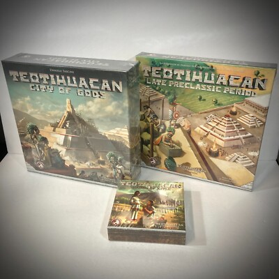 New TEOTIHUACAN CITY OF GODS BOARD GAME + 2 EXPANSIONS preclassic shadow xitle