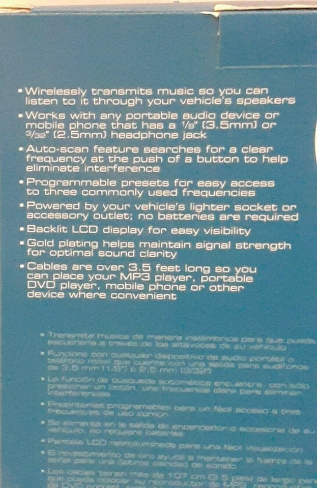 Auvio Universal FM Transmitter and  1/32” (3.5mm) To 3/32” (2.5mm) Adapter - Image 3 of 4