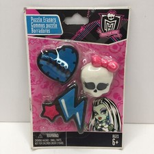 Monster High Collectible Set 3 Puzzle Eraser Heart Lightning Bolt Star Skull Bow