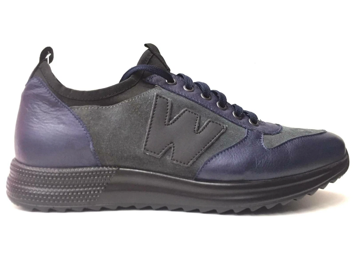 SCARPE SNEAKERS UOMO MELLUSO WALK TECHNO 53 PELLE BLU ORIGINALE AI NEW