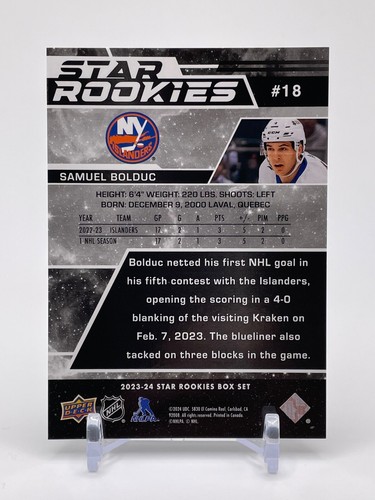 2023-24 Upper Deck Star Rookies Samuel Bolduc Rookie Card RC #18 Islanders - Picture 2 of 2