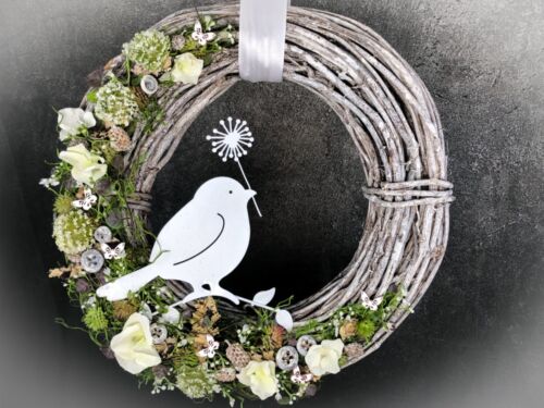 Corona de puerta todo el año pájaro corona flores de seda artificialmente duradera decoración de puerta - Imagen 1 de 16