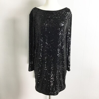 LA FEMME Long Sleeve Black Sequin Formal Cocktail Mini Dress Size 6 New  Holiday | eBay