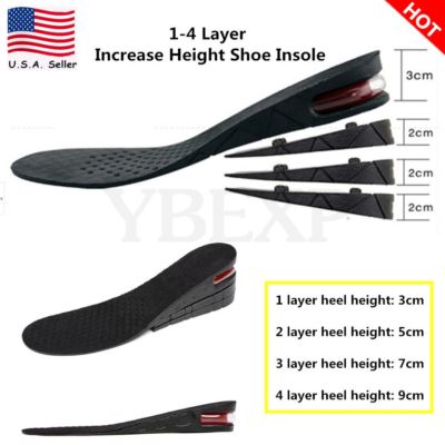 Increase Insole 1 - 4 Layer Height Heel Lift Shoe Air Cushion Pad Taller Unisex