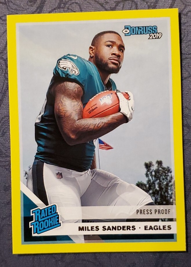 Miles Sanders - 2019 Donruss Yellow Press Proof Rated Rookie Retail Excl #322 SP