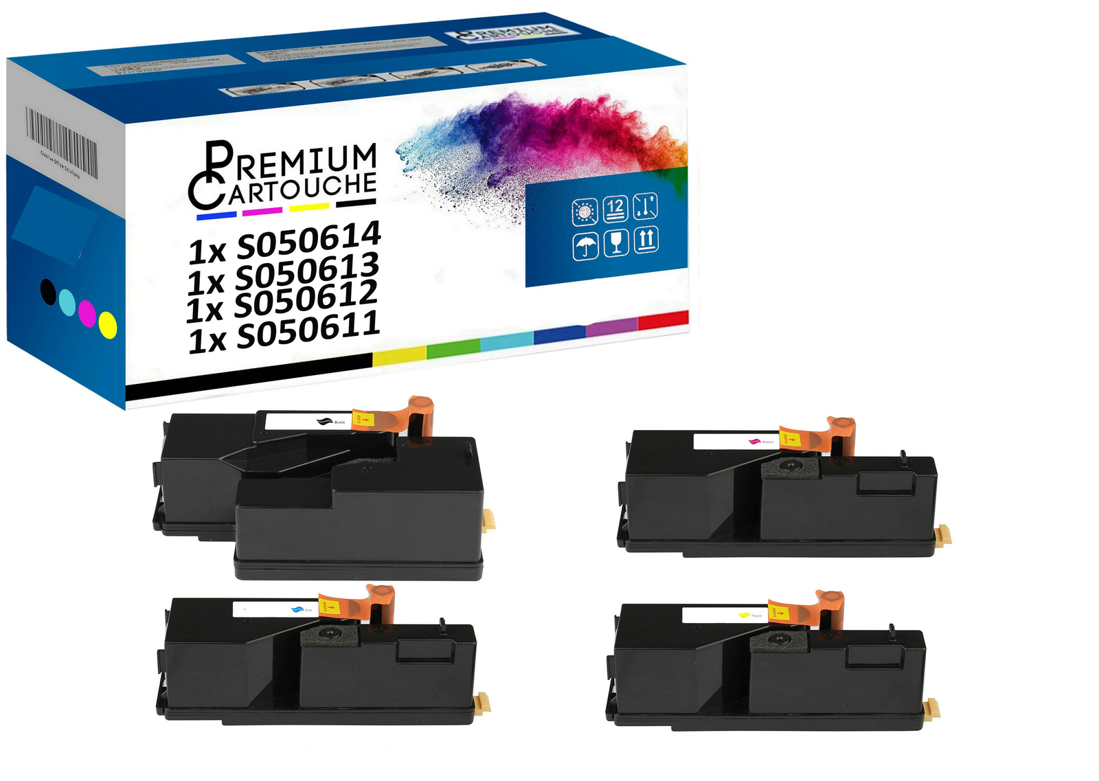 Cartouche toner C13S050614 multipack de 4 couleurs CMJN pour imprimante laser