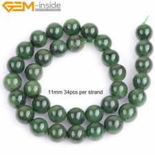 Natural Gemstone AAA Green Canadian Jadeite Jade Beads For Jewelry Making 15''