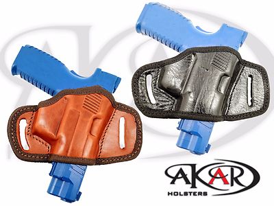 BLACK OR BROWN LEATHER QUICK DRAW BELT SLIDE OWB HOLSTER Fits Glock30