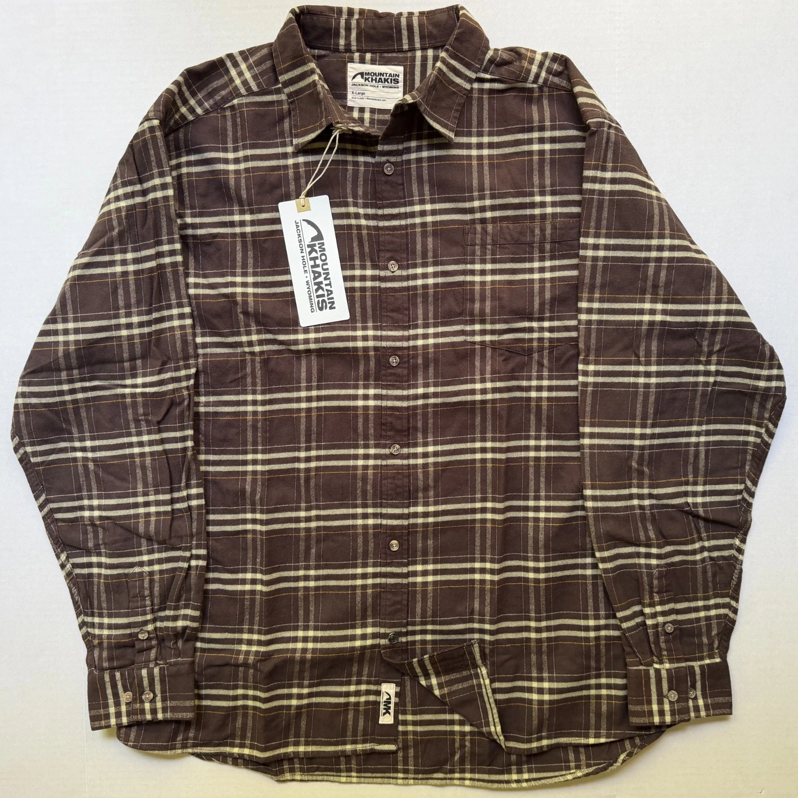 Mountain Khakis Peden Flannel Shirt Mens XL Bison Brown Plaid Outdoors NWT NEW
