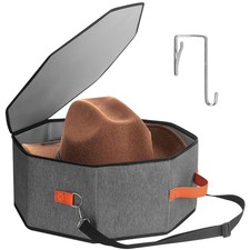 Hat Storage Box for Women  Men, Hardboard Support Cowboy Hat Boxes with 1 Do...