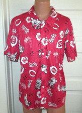 CINCINNATI REDS BASEBALL SIZE XL HAWAIIAN SHIRT BUTTON DOWN MACHINE WASH POLY
