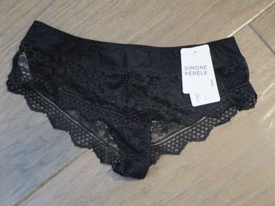 SIMONE PERELE FREESIA FLORAL LACE BOYSHORT PANTIES IN BLACK  SIZE 1/XS