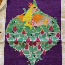 VTG Partridge in a pear tree finished cross stitch kit handmade unframed