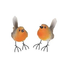 2 Pieces Robin Bird Figurine Set Realistic Design Small Bird Garden Decor