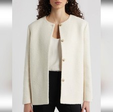Nordstrom Cream Bouclé Round-Neck Jacket