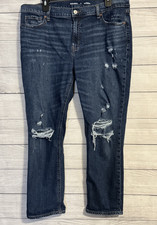 Old Navy Boyfriend Jeans Women  s 14 Mid Rise Distressed Blue Denim