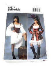 Butterick B6114 Pirate Wench Costume Dress Vest Coat Uncut Pattern Sz 14-22 New