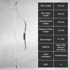 AF 40lbs Tatar Recurve Bow 54" Laminated Traditional Hunting Bow  for Adult