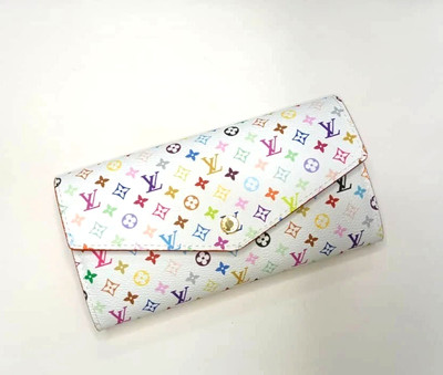 Louis Vuitton White Multicolor Takashi Murakami Sarah Long Wallet Pink Interior