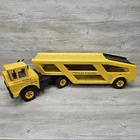 Vintage Mighty Tonka Pressed Steel Yellow Semi Truck & Car Carrier Trailer 34"