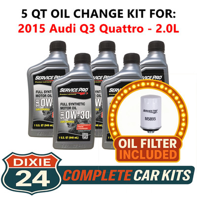 Fits: 2015 Audi Q3 Quattro 2.0L 6,000 Mile Synthetic Oil & Filter Kit (0W-30)