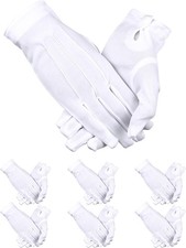 12 Pairs Formal White Gloves for Men, Parade Uniform Costume Glove with Snap