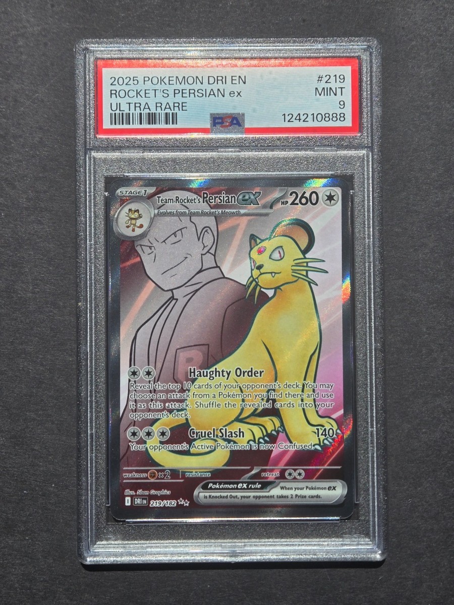PSA 9 TEAM ROCKET'S PERSIAN EX 219/182 - DESTINED RIVALS ULTRA