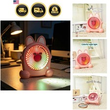 Desk Fan With Night Light, Table Fan With Rechargeable Battery, USB Personal ...