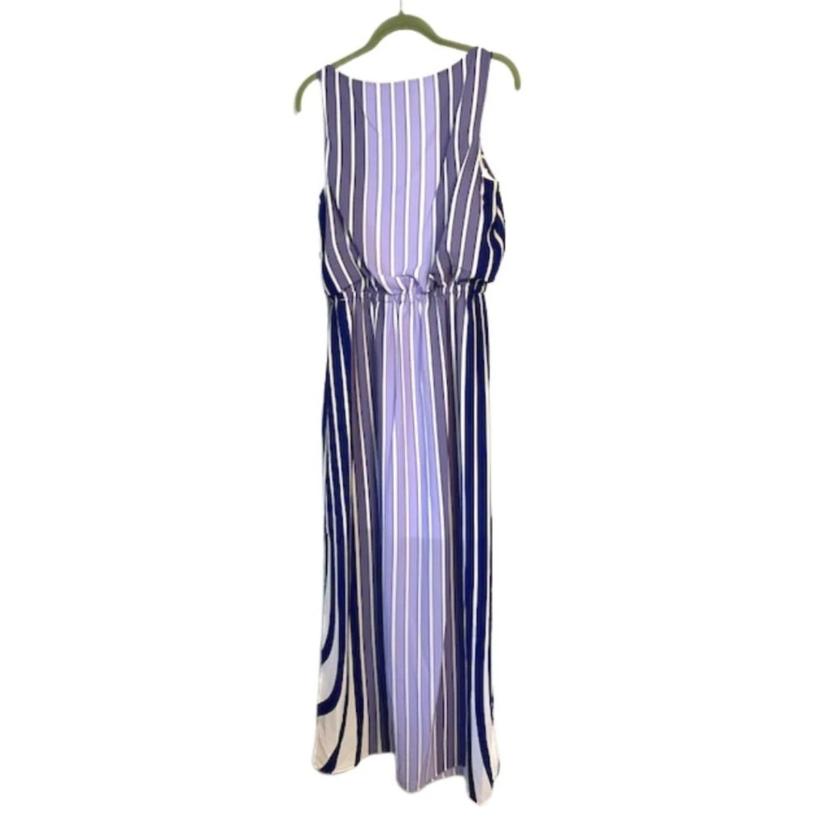 Nuevo Maxi Vestido ADRIANNA PAPELL Púrpura Mixto Tiras Forrado Aberturas Laterales | Talla 4