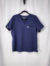 FIGS Technical Collection Scrub Set Womens Large Blue V Neck Top Joggers 2 Piece