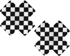 Rave Breast Pasties Black White Diamond Checker X - Women's Nipple Petal Co...