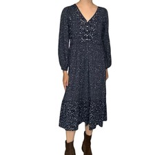 Whimsigoth Midi Dress Old Navy Long Sleeve Boho Floral Cottage Size Extra Small