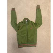 The North Face Women's Track Jacket Full Zip Collared Logo Green/Pink M