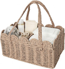 Diaper Caddy Organizer, Paper Rope Storage Baskets Nursery Bin with Removable Di