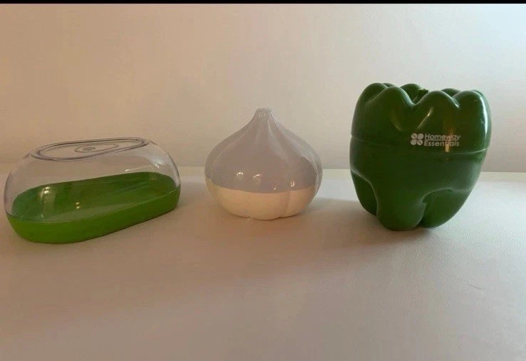 Juego de TRES guardianes de almacenamiento de alimentos - ajo, aguacate y pimienta - ¡ENVÍO GRATUITO! Foto 2 de 4