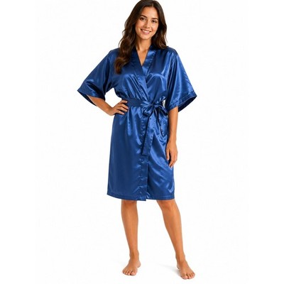 Women s Short Sleeve Silky Robe   Navy Blue   Size S   NWT
