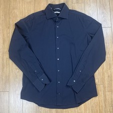 Suitsupply Shirt Men 17.5/44 Navy Blue Cotton Stretch Button Up LS Extra Slim