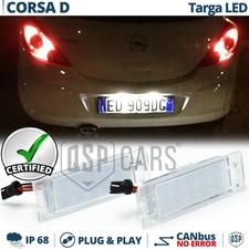 Placchette Luci TARGA LED per OPEL CORSA D Luce Bianca 6500K CANBUS PLUG PLAY