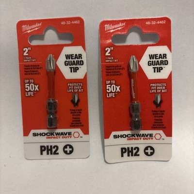 Milwaukee 48-32-4462 SHOCKWAVE Impact/Drill Driver PH2 2'' Power Bit 2 Pack 