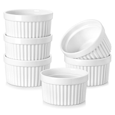 Ramekins 10 oz Oven Safe, Porcelain Creme Brulee Ramekins Pudding Custard Cup...
