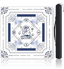 Mahjong Table Mat with Rules 31.5" x 31.5" Neoprene Rubber Square White